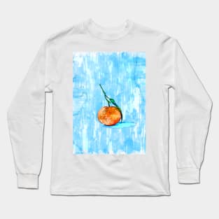 Solo Citrus Fruit Minimal Blue Background - For Fruit Lovers. Long Sleeve T-Shirt